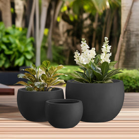 Kante round concrete planter set 3 drainage hole with rubber plug for flexibility