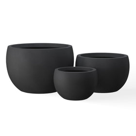 Kante round concrete planter set 3 front view ideal for indoor and outdoor spaces