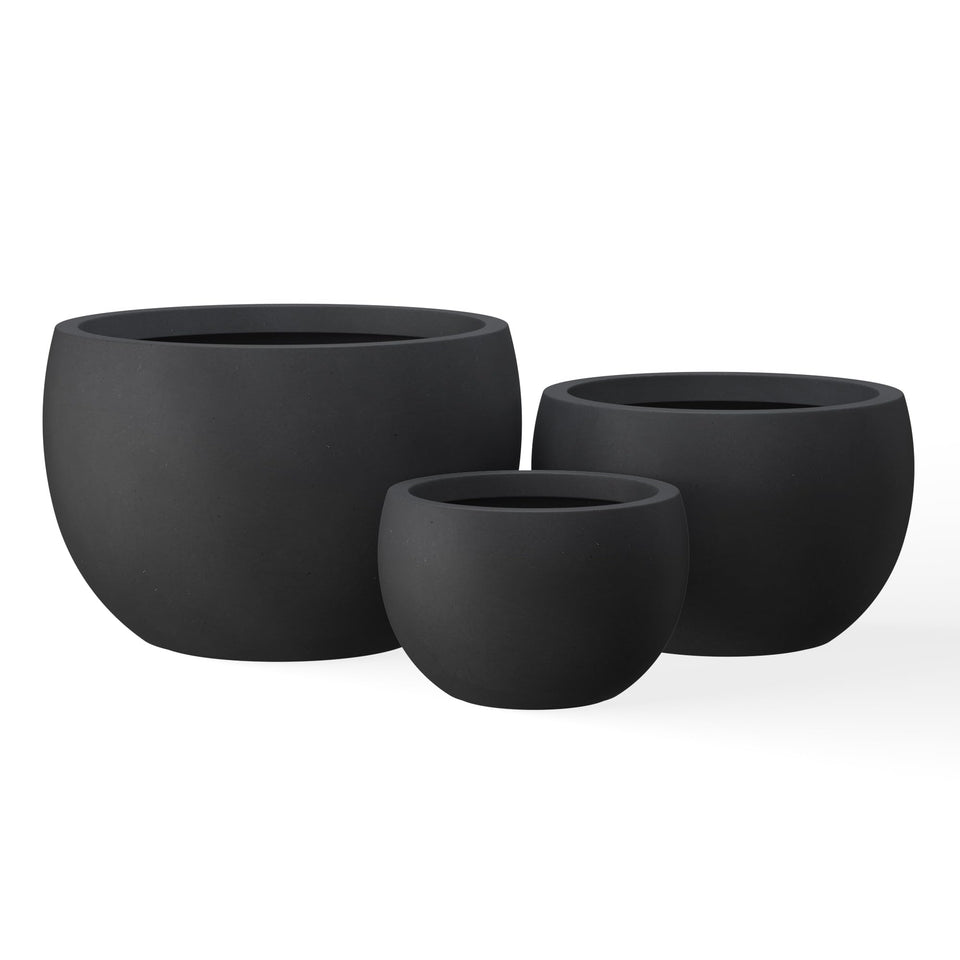 Kante round concrete planter set 3 front view ideal for indoor and outdoor spaces