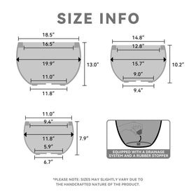 Kante round concrete planter set 3 side view demonstrates durability for outdoor use