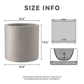 Kante round concrete planter side view, durable weather-resistant design.