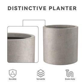Kante round concrete planter top-down, showcases smooth modern surface finish.
