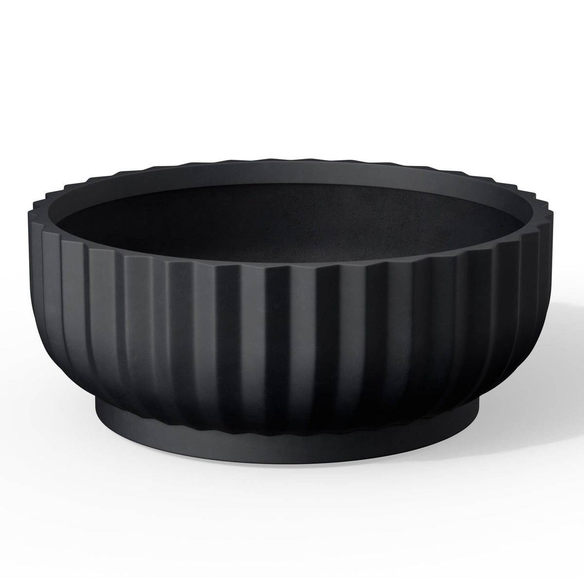 Kante round-fluted bowl planter with drainage for healthy indoor plants.
