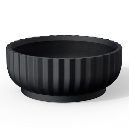 Kante round-fluted bowl planter with drainage for healthy indoor plants.