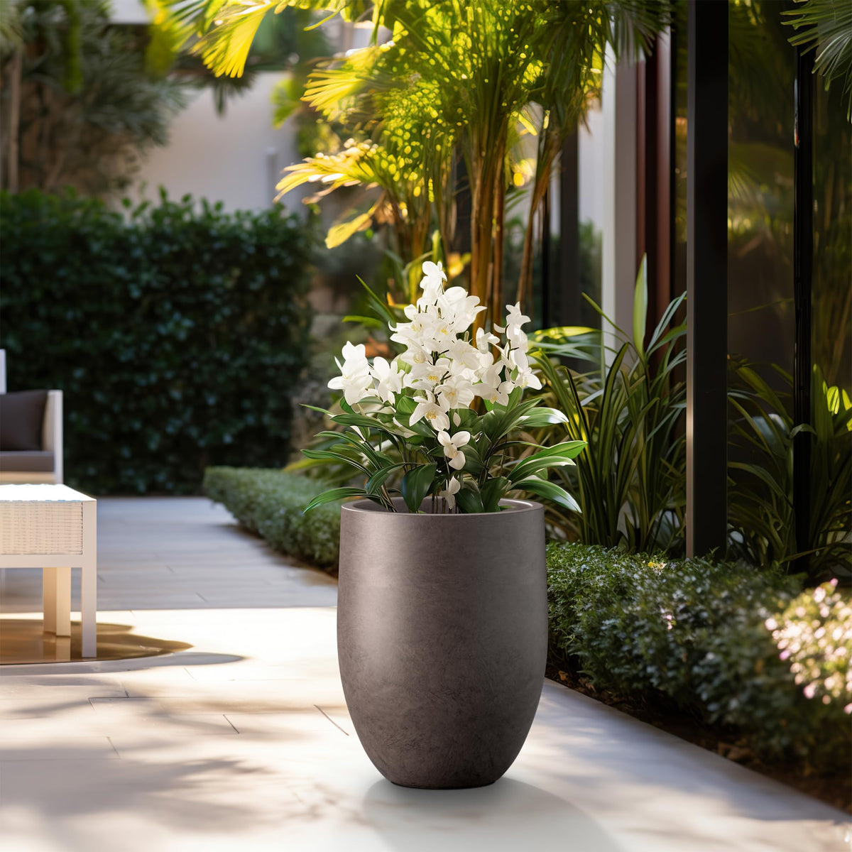 Kante planter closeup weathered finish emphasizes authentic pores and contemporary character