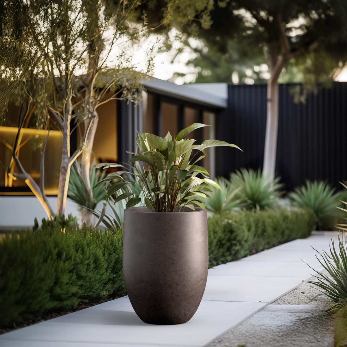 Kante tall concrete planter drainage hole with plug enables versatile indoor or outdoor use