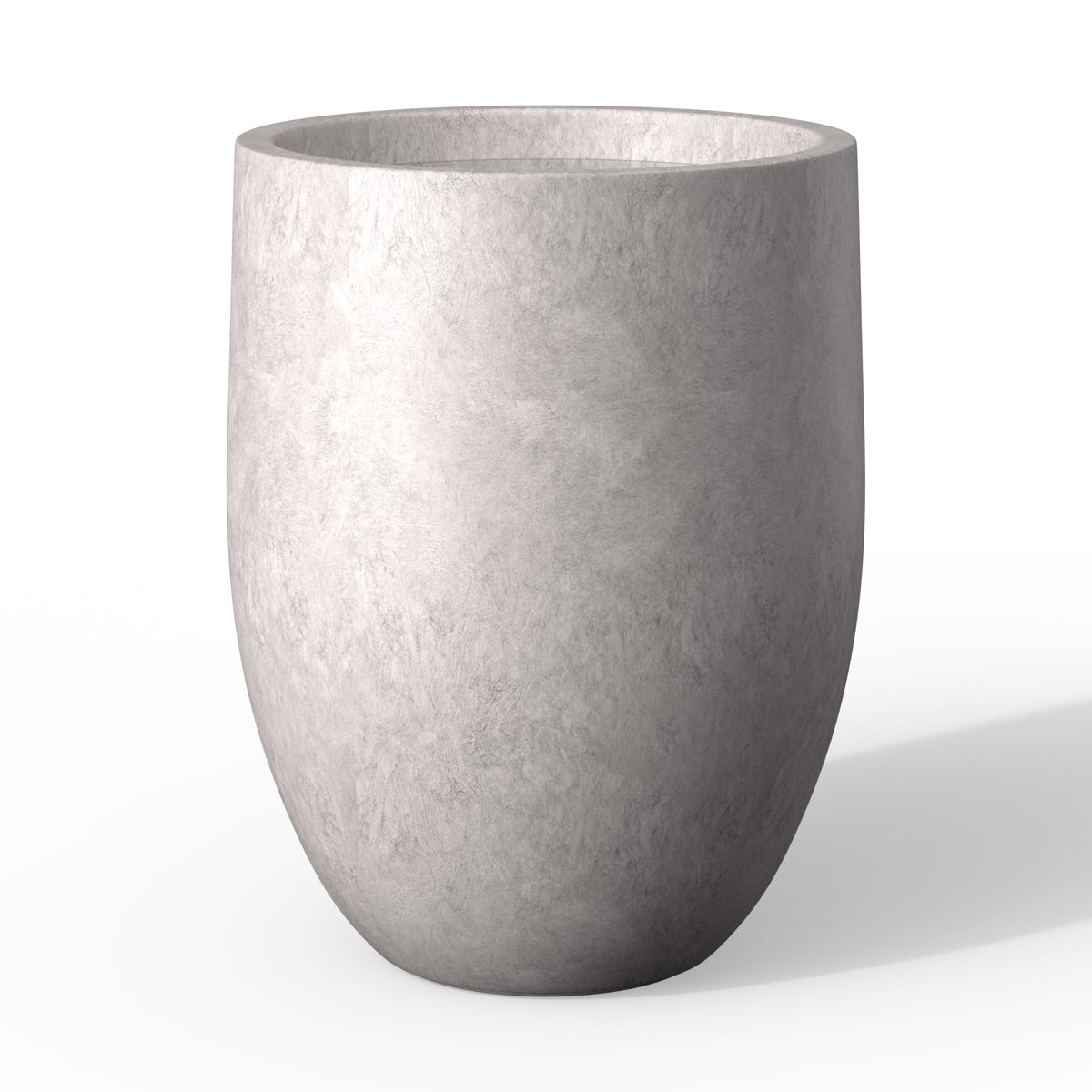 Kante tall concrete planter front view with smooth finish and ample planting space.