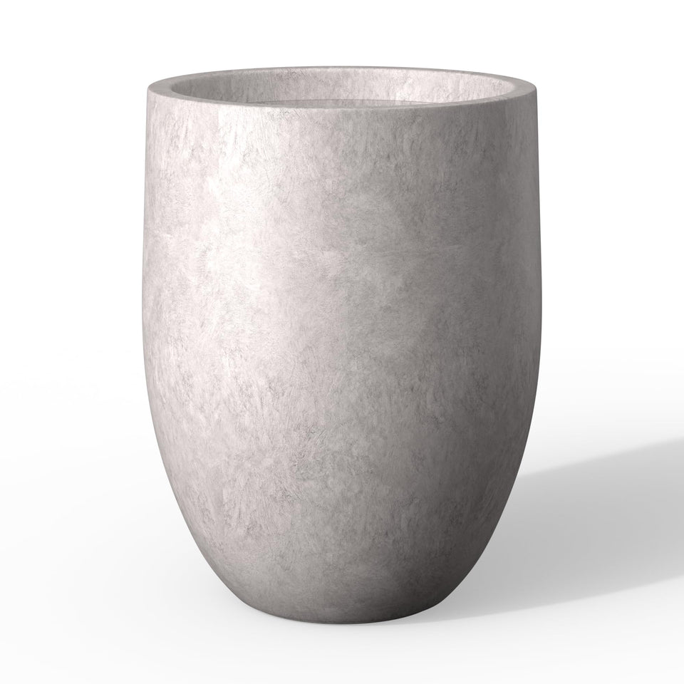 Kante tall concrete planter front view with smooth finish and ample planting space.