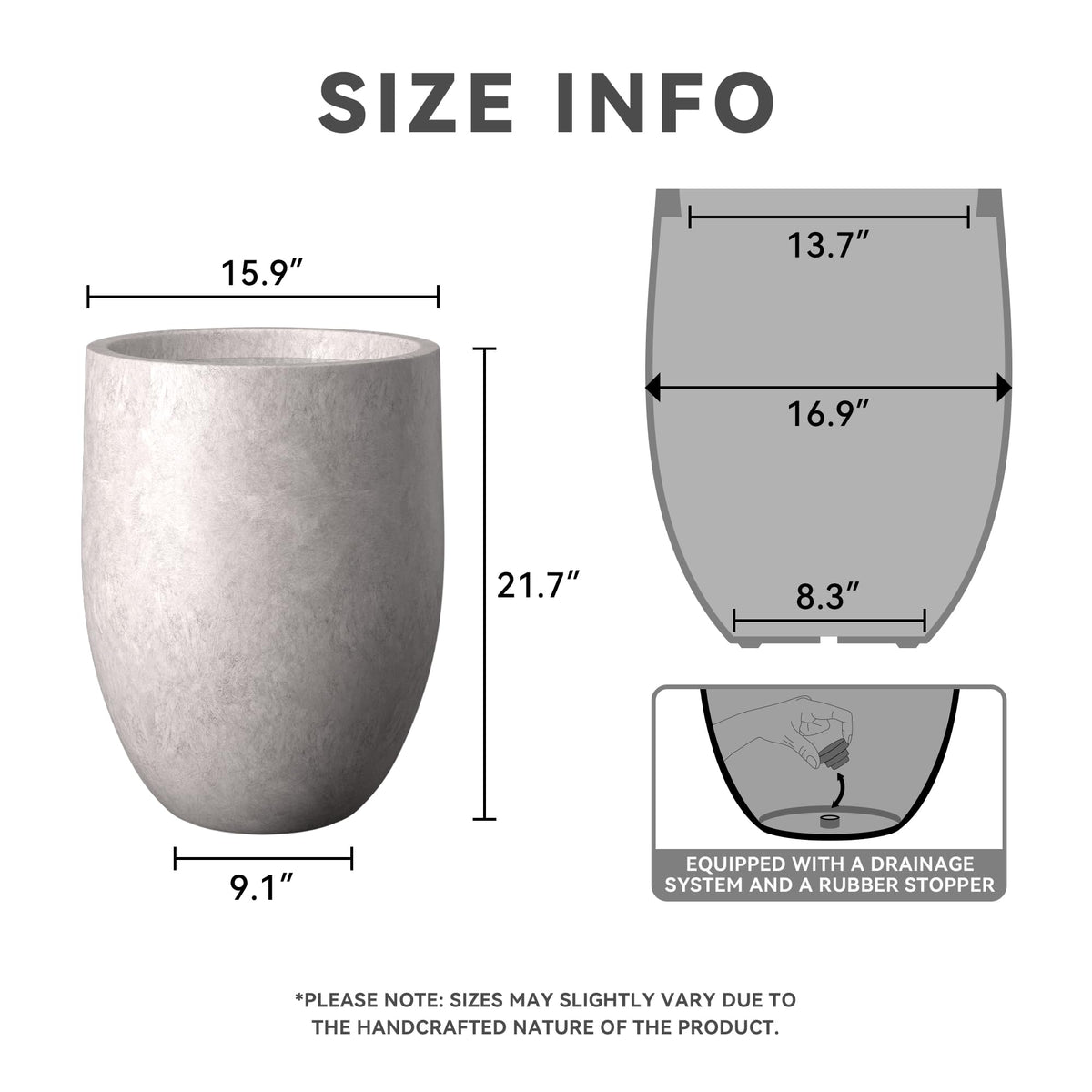 Kante tall concrete planter side view showing generous height and modern silhouette.