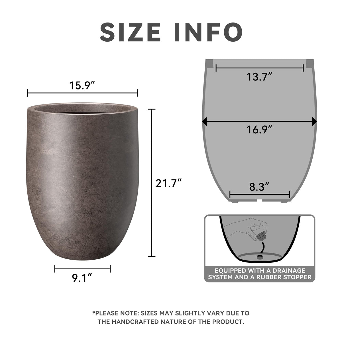 Kante tall concrete planter right view highlights smooth surface for modern spaces