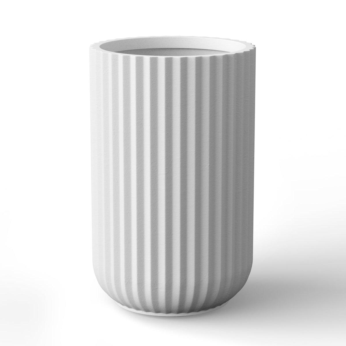Kante tall fluted planter with concrete finish ideal for indoor display