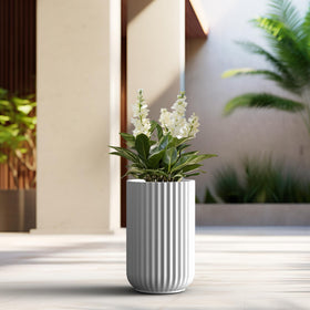 Kante tall fluted planter suitable for indoor and outdoor use in various weather