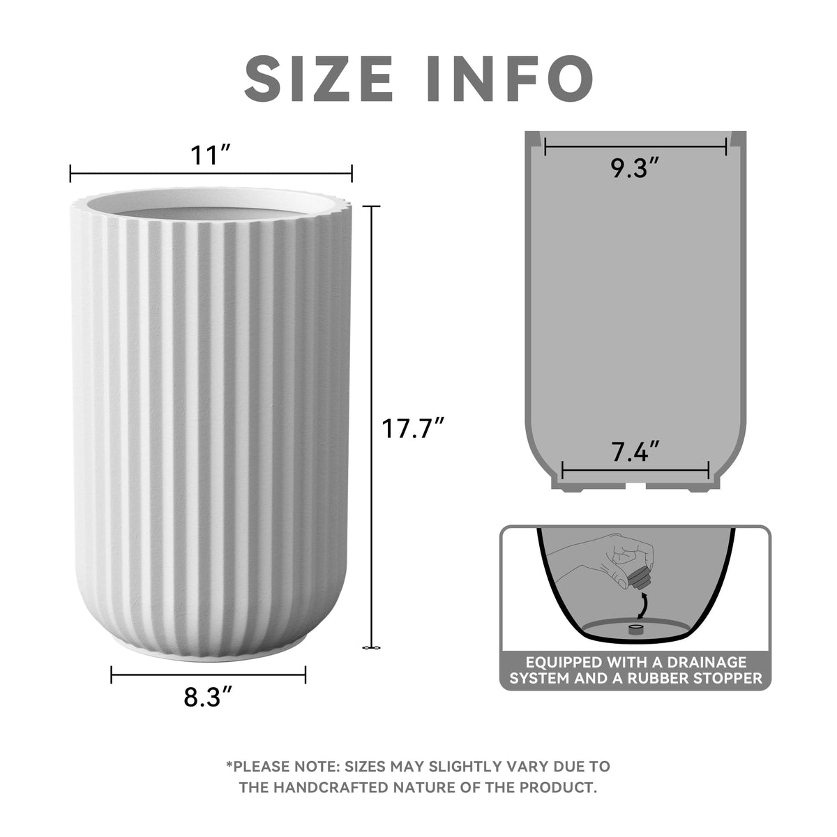 Kante tall fluted planter round shape complements modern decor with greenery