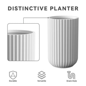 Kante tall fluted planter demonstrates weather durable construction for any season