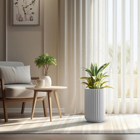 Kante tall fluted planter white gloss finish for clean spaces