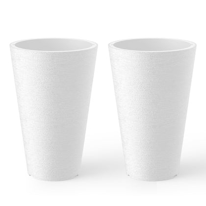 Kante tall round planter 15-inch white side view for stylish outdoor spaces