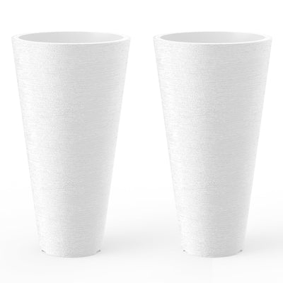 Kante tall round planter set of 2 in white for indoor or outdoor use.