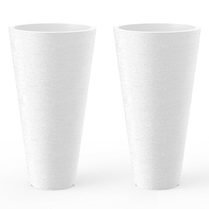 Kante tall round planter set of 2 in white for indoor or outdoor use.