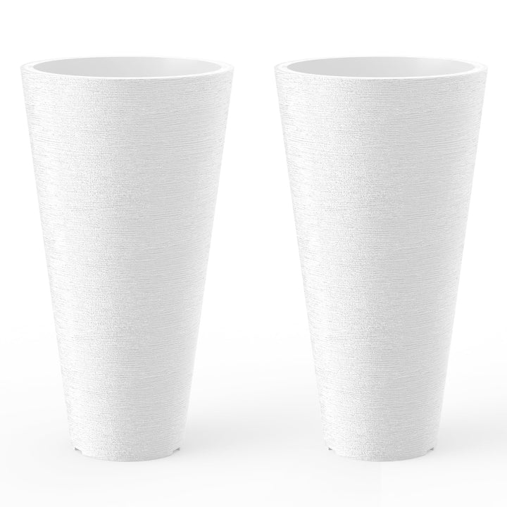 Kante tall round planter set of 2 in white for indoor or outdoor use.
