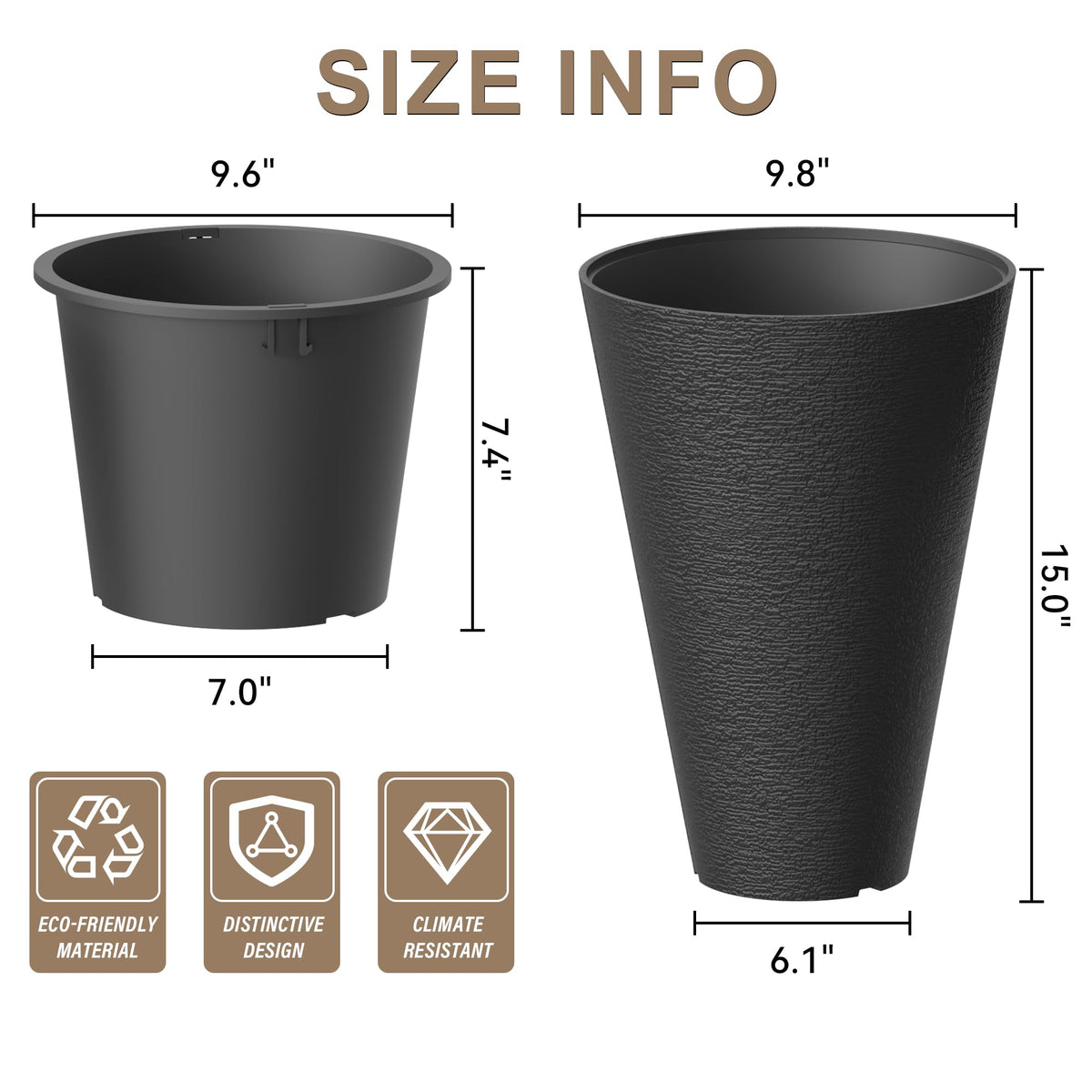 Kante tall round planter 2-pack indoors with spacious growth potential.