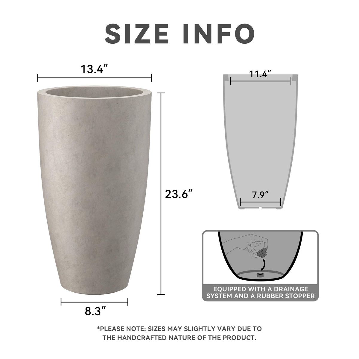 Kante weathered-concrete planter with porous finish for modern décor