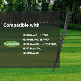 KANXAJJY 587199603 blade installed on Husqvarna deck illustration.