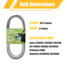 KANXAJJY belt for 42-inch deck kit fits compatible mowers for reliable traction