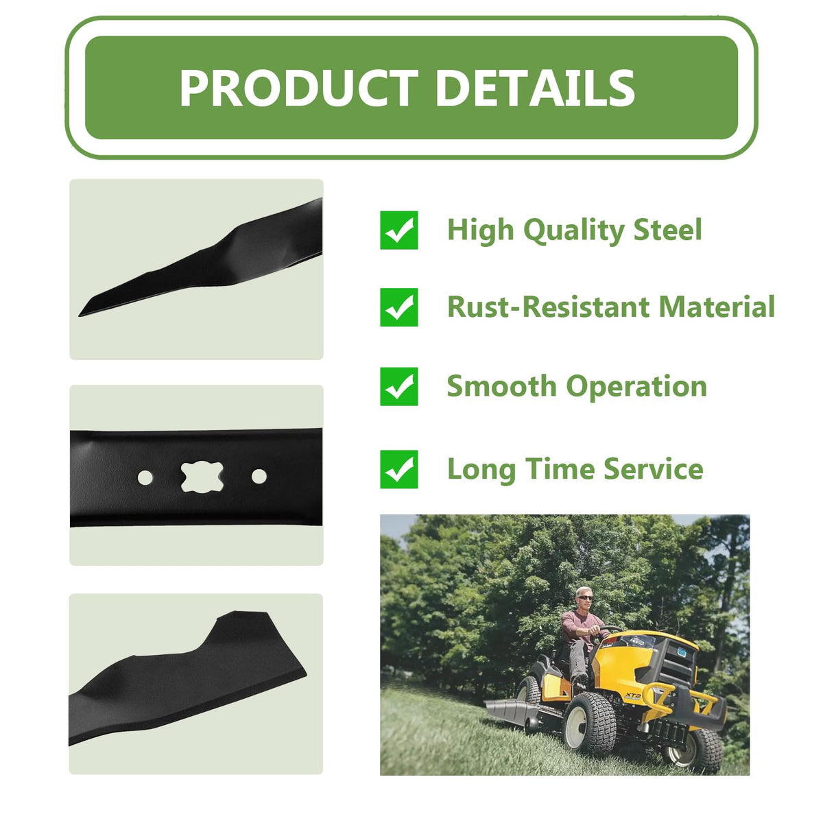 KANXAJJY blade installed on a Troy-Bilt deck demonstrates compatibility