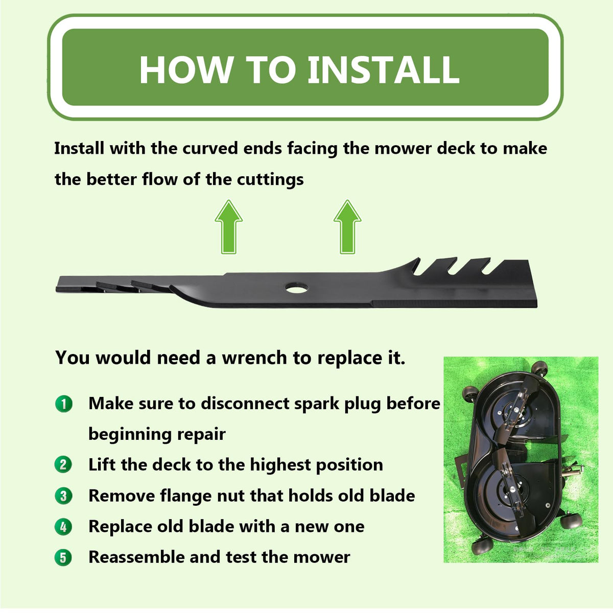 KANXAJJY durable blades deliver consistent mulching and cutting performance.