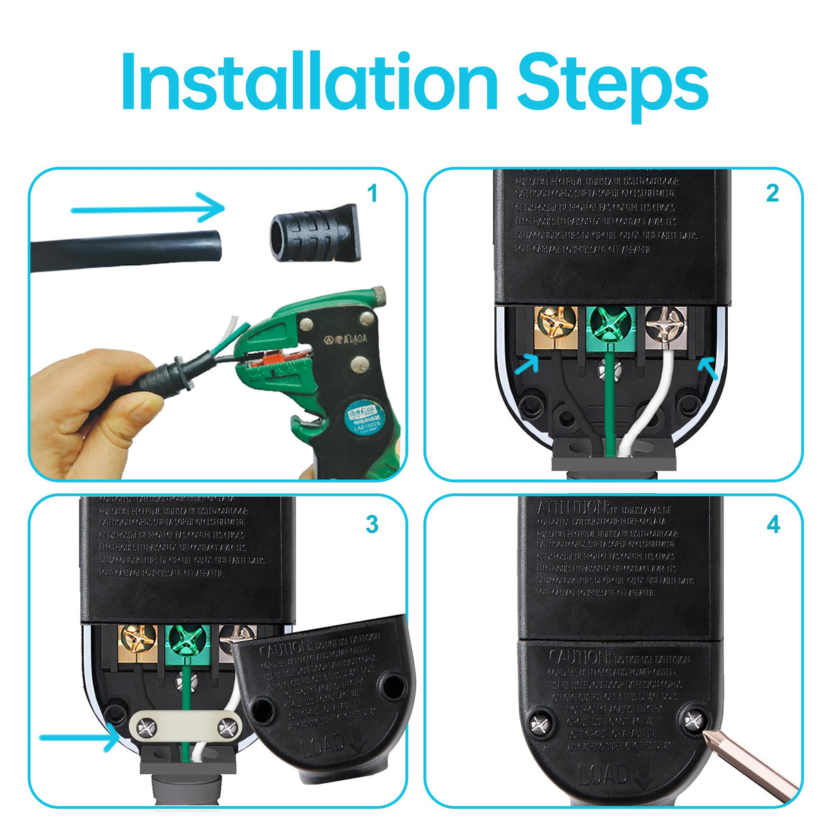 Kaper inline extension cord GFCI keeps pool pumps powered safely.