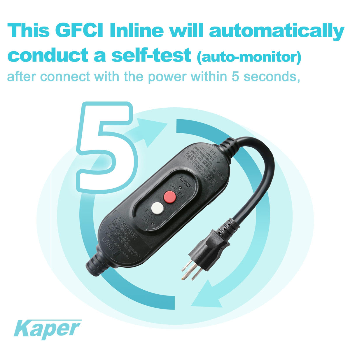 Kaper self-test GFCI performs frequent checks for protection.