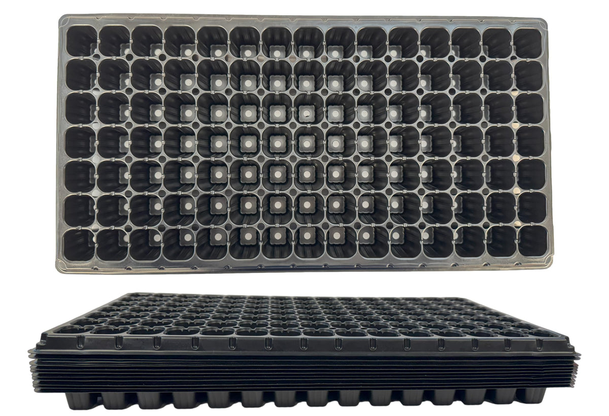 Kapok Candle Co 105-cell seedling tray top view highlights space-saving, efficient seed start.