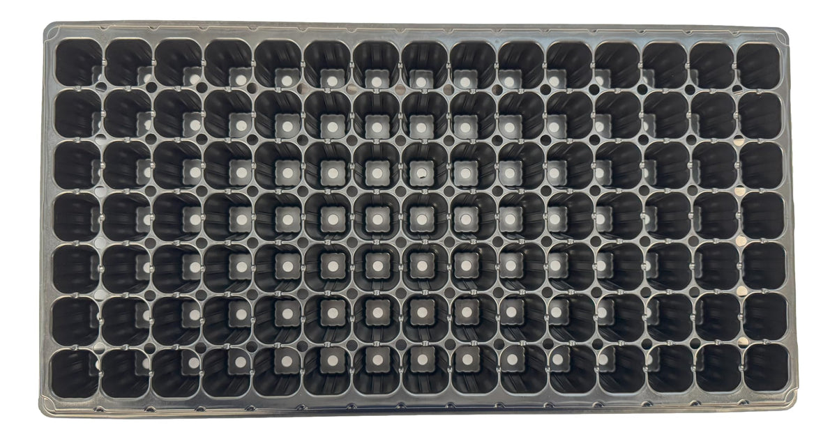 Kapok Candle Co 105-cell tray stackable design saves space in grow setups.