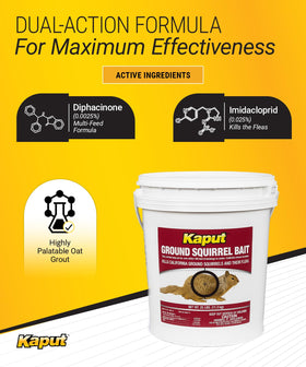 Kaput ground squirrel bait in tamper-resistant station.