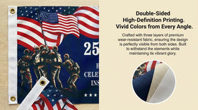 KARAVA 250th Anniversary flag three-layer fabric detail for durability and color depth.
