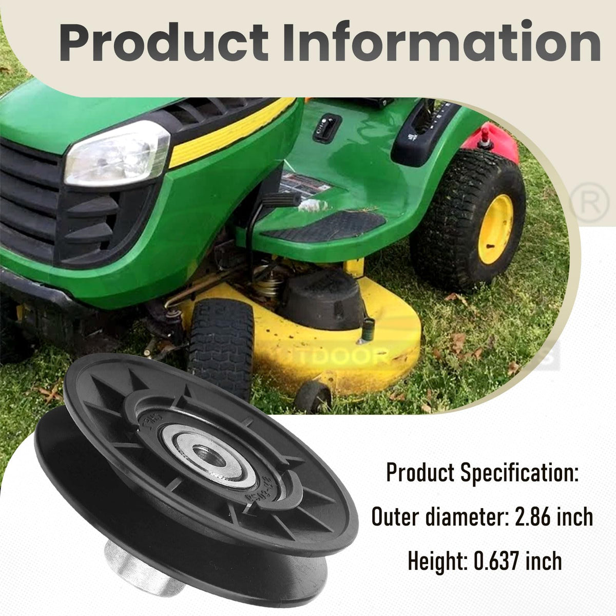 Karbay AM121968 idler pulley height 0.637 inch measurement
