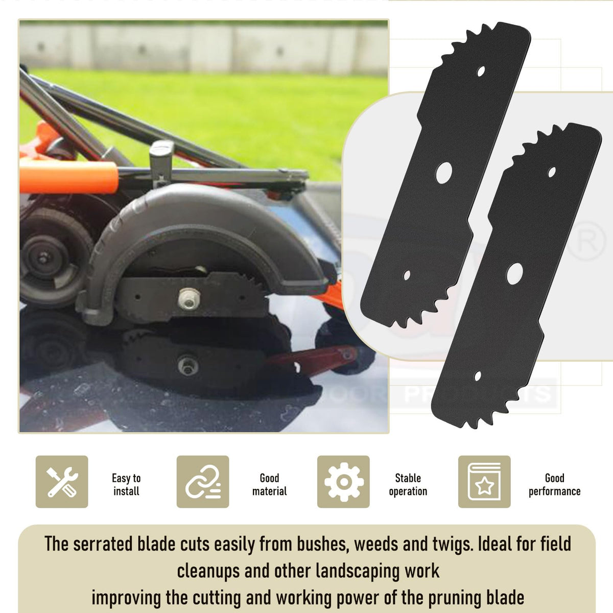 Karbay edger blade detailed design supports durable edging.