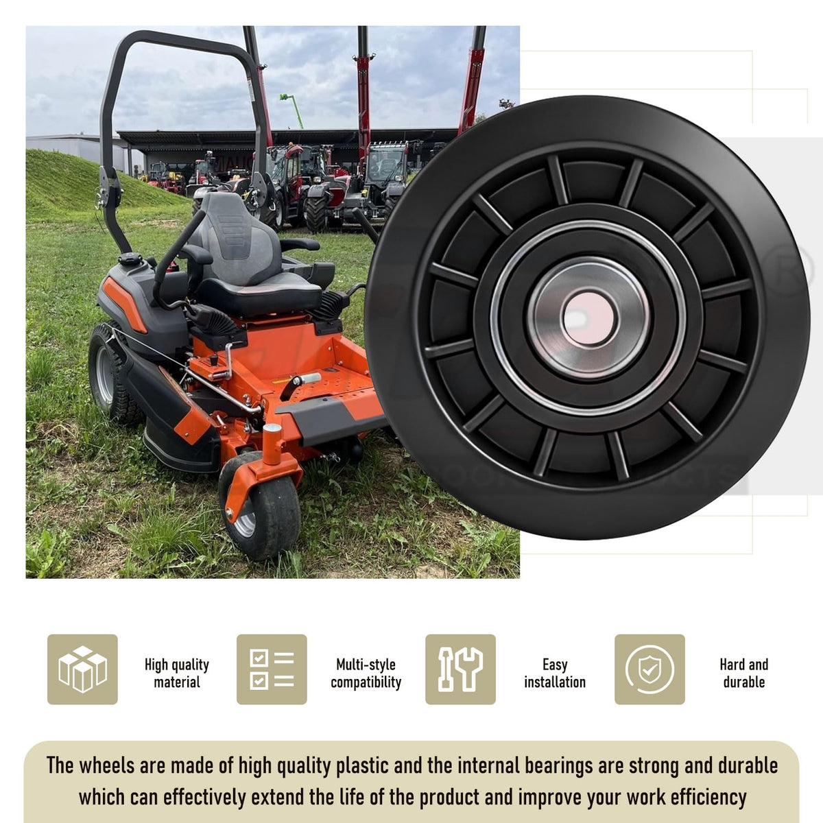 Karbay flat idler pulley durable plastic wheels support smooth operation.