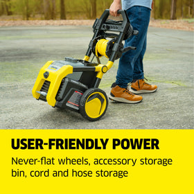 Kärcher K2300PS folding handle enables compact storage.