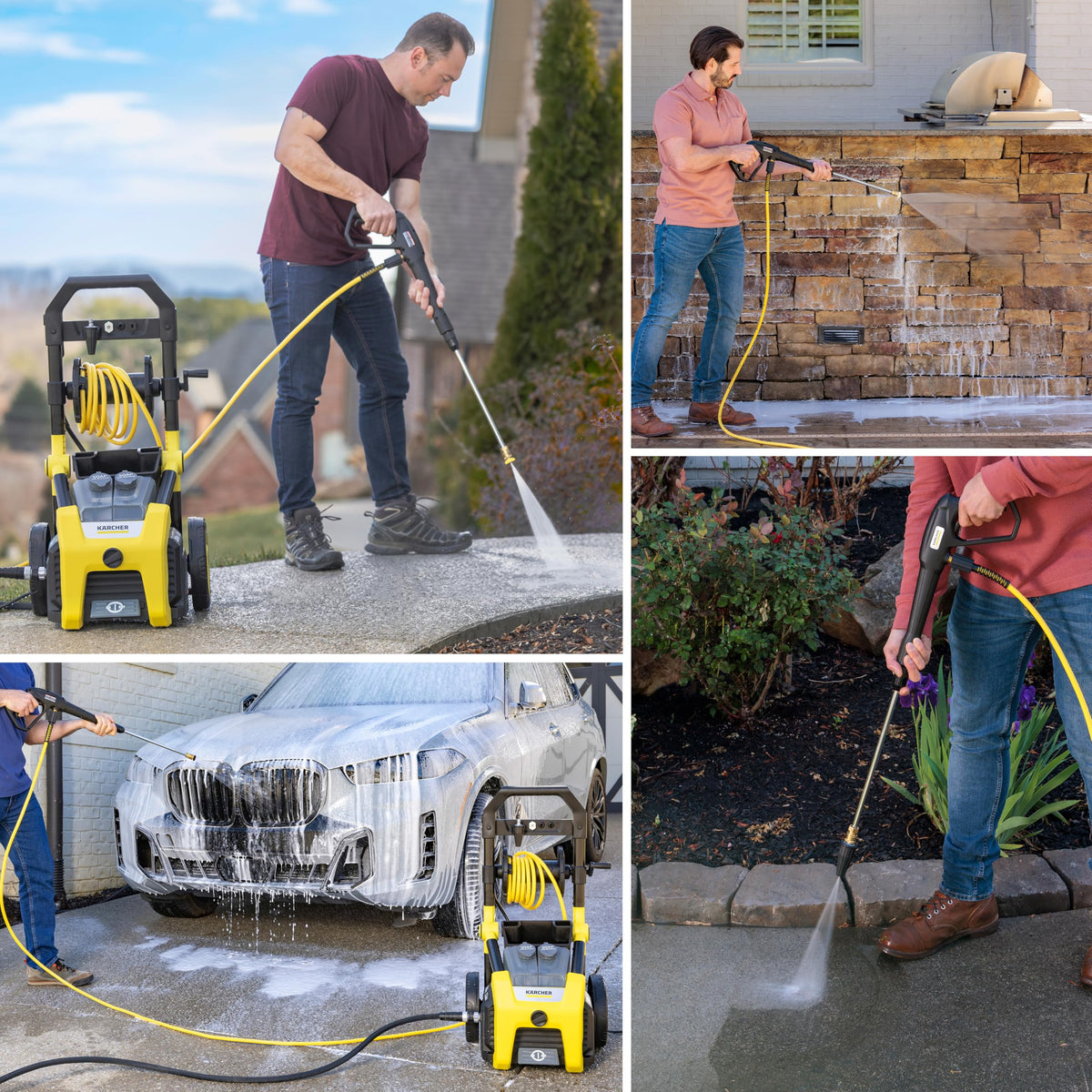 Kärcher K2300PS turbo nozzle boosts grime removal on hard surfaces.