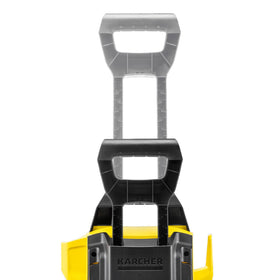 Telescopic handle and wheels provide easy transport and storage
