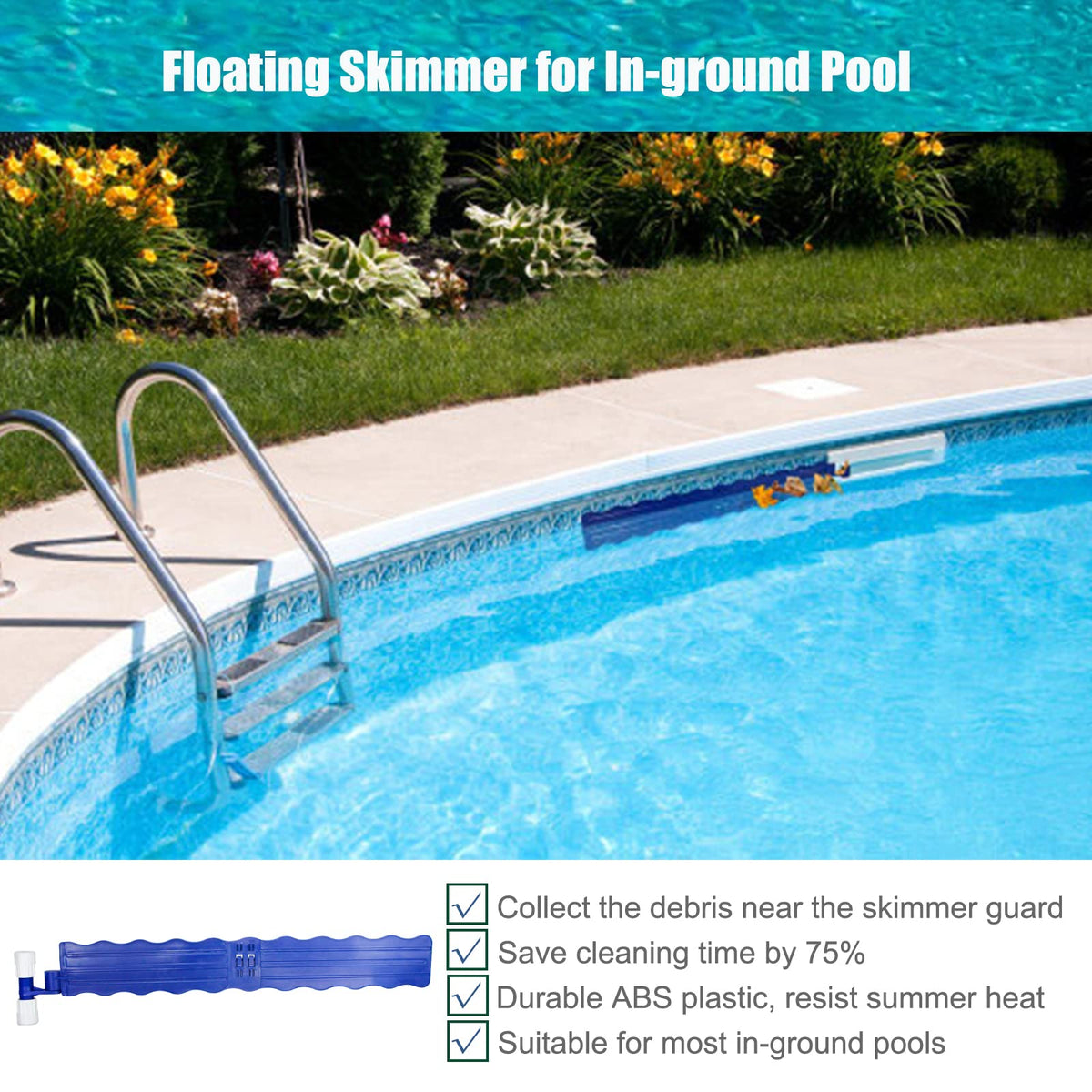 Kardeep pool-outlet skimmer compatibility for 4 to 6.7 inch openings.
