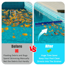 Kardeep pool skimmer arm installation steps illustration.