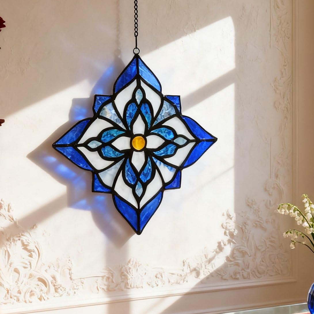 Karhuimoyi blue stained glass suncatcher packaged gift-ready