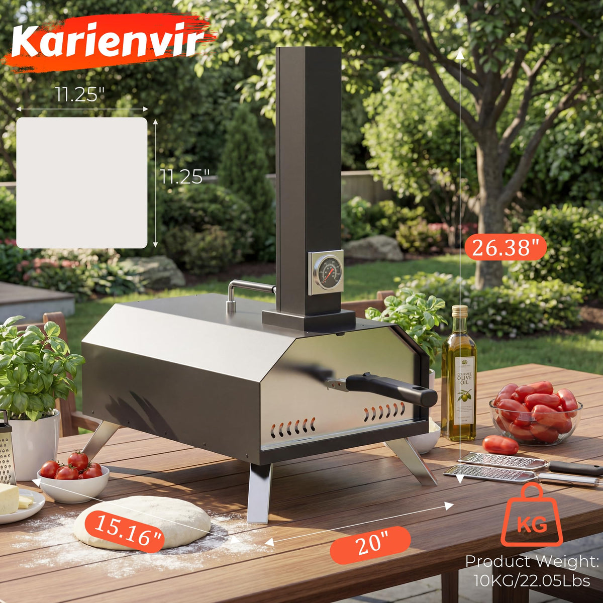 Karienvir pizza oven thermometer display for precise heat control