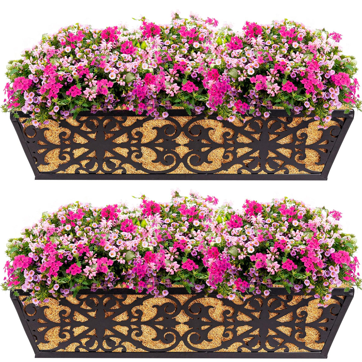 Karlliu 2-pack 24-inch window box with railing display for bright blooms