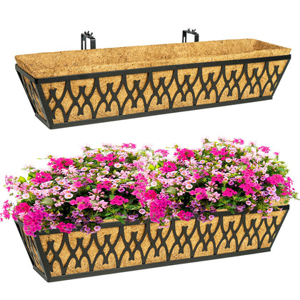 Karlliu 2 pack 30 inch window boxes mounted on railing for versatile outdoor display