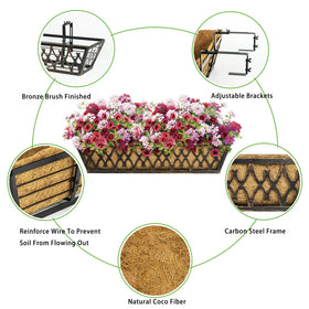 Karlliu 2-pack bronze hanging planters for porches, balconies, and fences