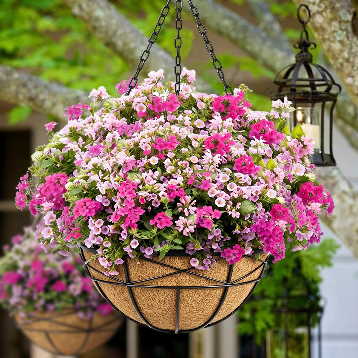 Karlliu 20-inch hanging planter coco liner detail for moisture control