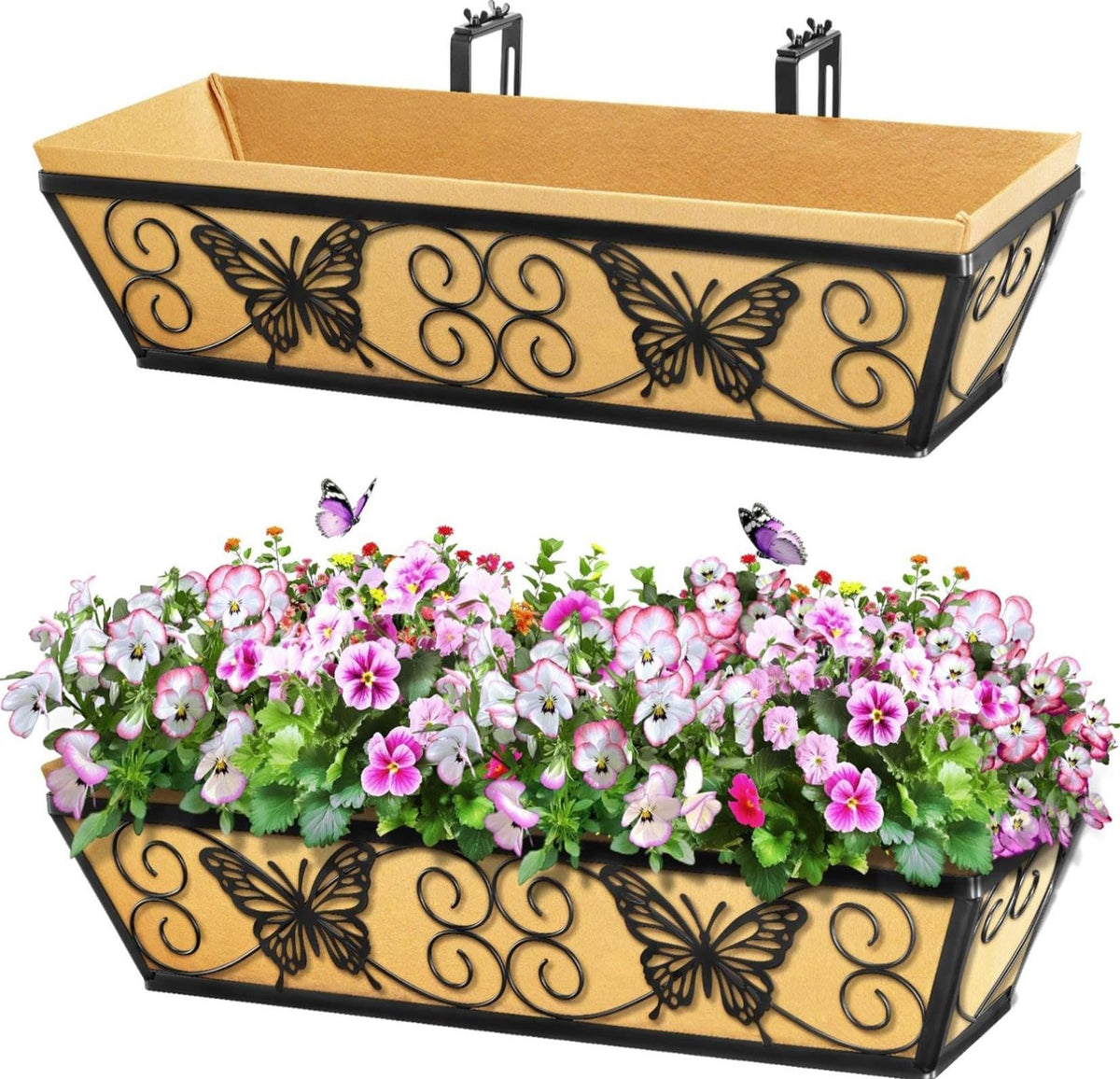 Karlliu 24inch window boxes with butterfly design for balcony decoration and blooms